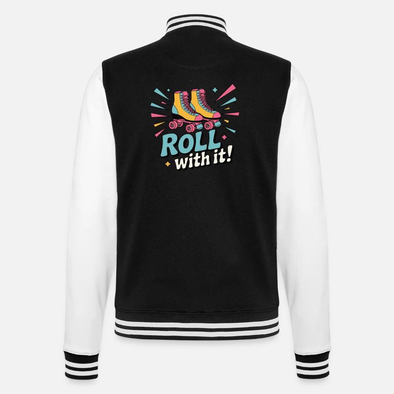 ROLLERSKATES, ROLL WITH IT - College Sweat Jacket - black/white