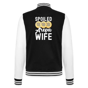 Venezuelan Arepas - College Sweat Jacket - black/white - Back - Marisol (170cm)