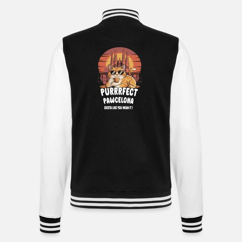 Pawcelona Barcelone Cat Design - Veste Teddy - noir/blanc