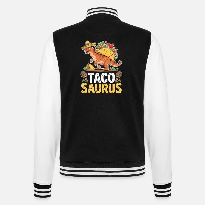 Taco Saurus with Sombrero - College Sweat Jacket - black/white