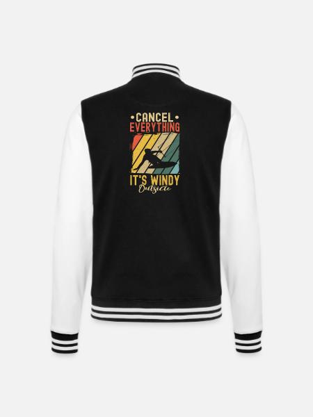Kitesurfen Alles Absagen, Es Ist Windig Draußen - College-Sweatjacke - Schwarz/Weiß