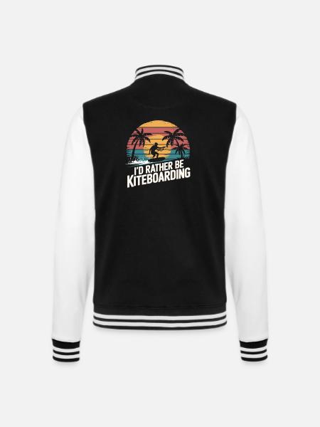Ich Würde Lieber Kiteboarden Am Strand Mit - College-Sweatjacke - Schwarz/Weiß