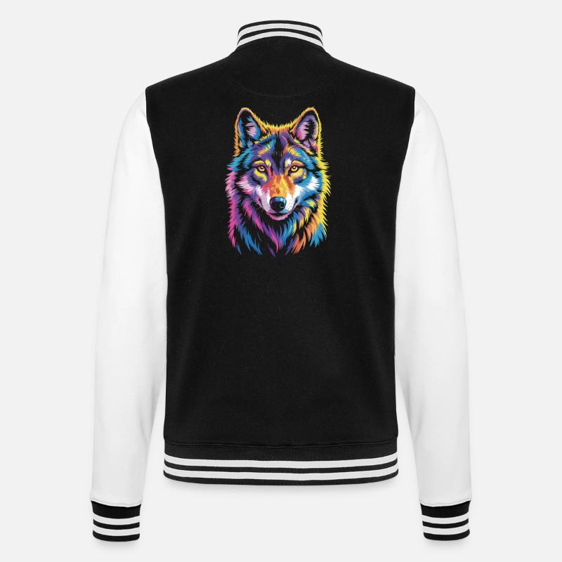Loup coloré – sauvage et libre - Veste Teddy - noir/blanc