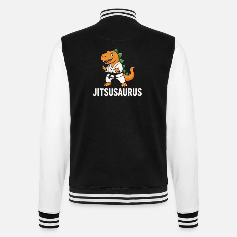 Jitsusaurus – BJJ Dino - College Sweat Jacket - black/white