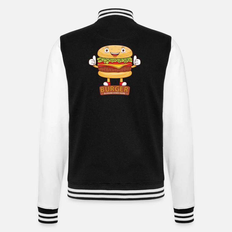 Mignon burger dessin animé art - Veste Teddy - noir/blanc