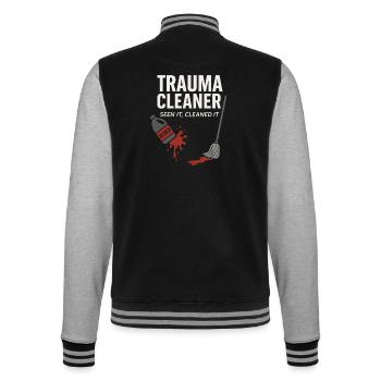 Forensic Cleaner Dark Humor Tatort Biohazard - College-Sweatjacke - Schwarz/Grau meliert - Hinten - Marisol (170cm)