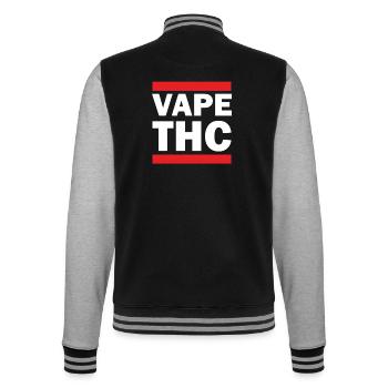 Vape THC White - College Sweat Jacket - black/heather grey - Back - Marisol (170cm)