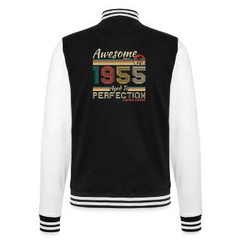 1955 Vintage Retro Jubiläumsgeschenk - College-Sweatjacke - Schwarz/Weiß - Hinten - Marisol (170cm)