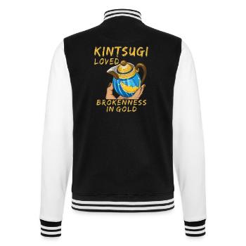 KINTSUGI LOVED BROKENNESS IN GOLD - College-Sweatjacke - Schwarz/Weiß - Hinten - Marisol (170cm)