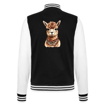 Alpaka Tier Design – Lustige Grafik Illustration - College-Sweatjacke - Schwarz/Weiß - Hinten - Marisol (170cm)