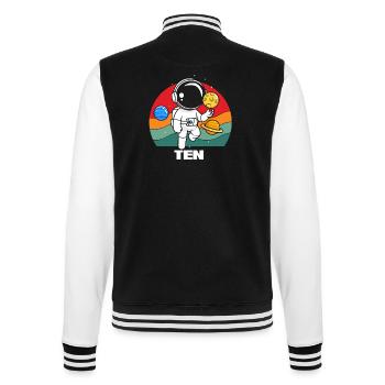 Astronaut in space with planet - College Sweat Jacket - black/white - Back - Marisol (170cm)