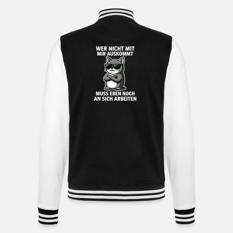 Coole Katze Spruch - College-Sweatjacke - Schwarz/Weiß
