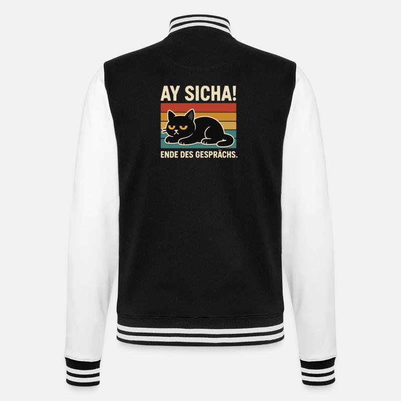 Ay Sicha Katze Retro - College-Sweatjacke - Schwarz/Weiß