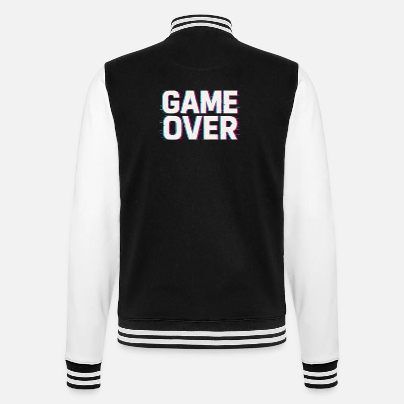 Game Over – Glitch Effekt - College-Sweatjacke - Schwarz/Weiß