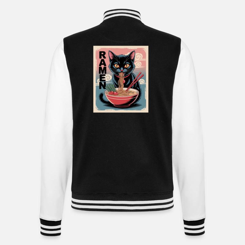 Ramen chat à la japonaise - Veste Teddy - noir/blanc