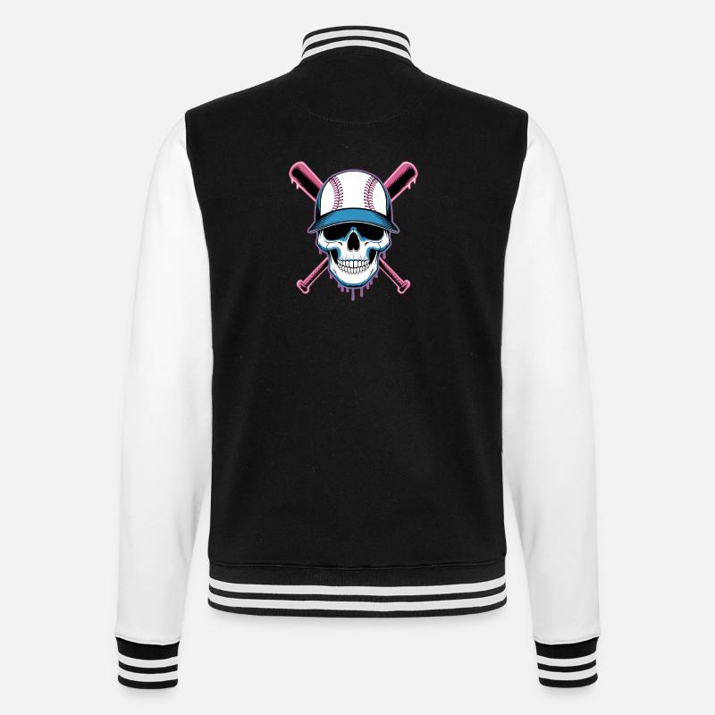 Baseball Skull Batte de Baseball - Veste Teddy - noir/blanc
