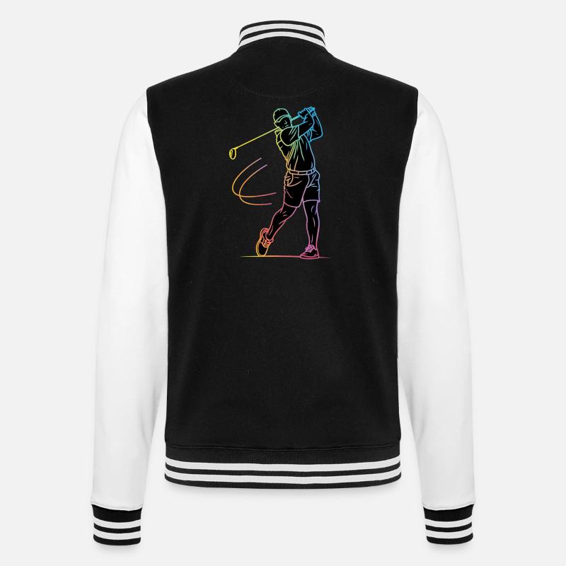 Golfer Silhouette Golf - College Sweat Jacket - black/white