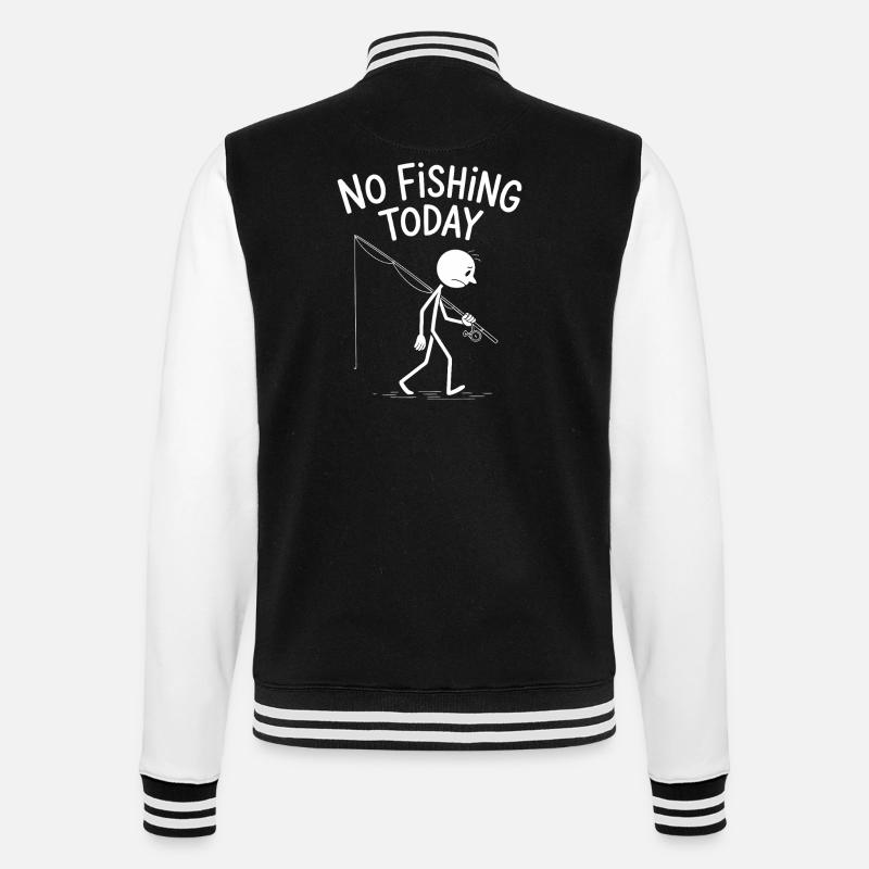 Pas de pêche aujourd’hui Pêcheur drôle Mème - Veste Teddy - noir/blanc