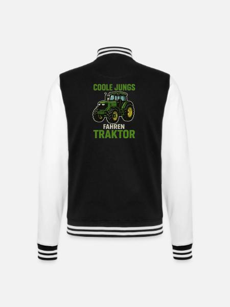Coole Jungs fahren Traktor – Bauernhof Spruch - College-Sweatjacke - Schwarz/Weiß