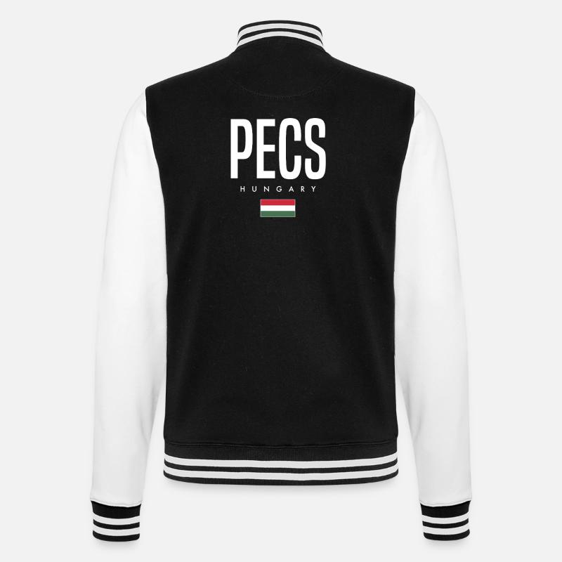 Pécs, Hungary - College Sweat Jacket - black/white