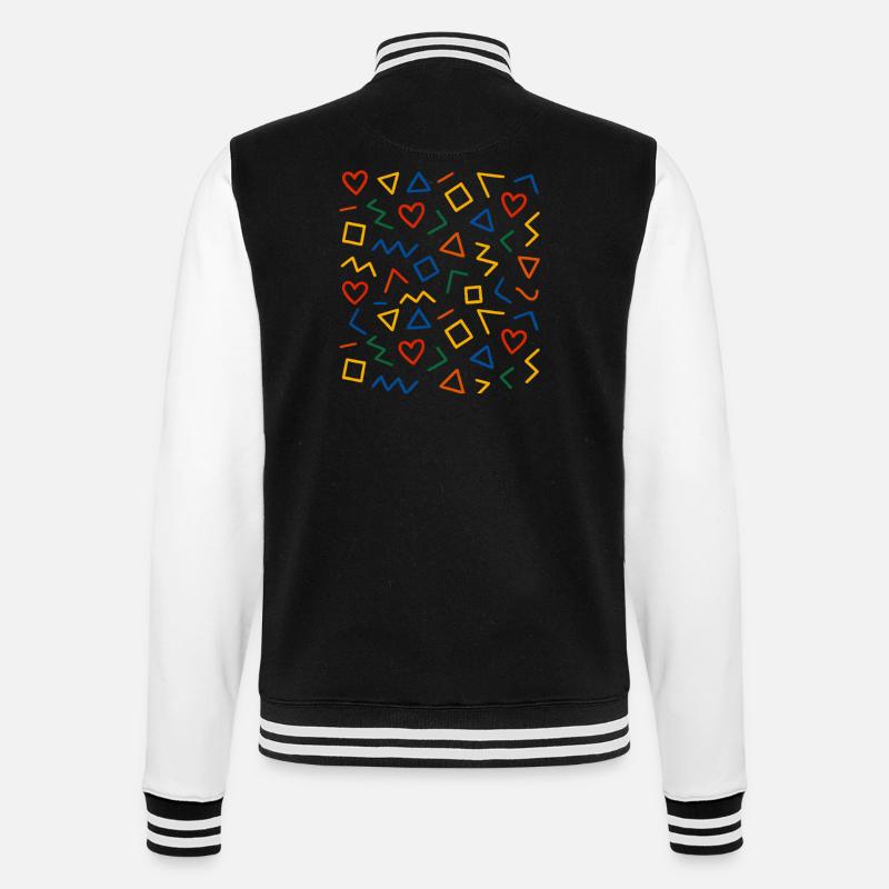 Geometric Pattern Design - College Sweat Jacket - black/white