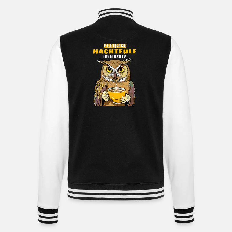 FLEIßIGE NACHTEULE IM EINSATZ - College-Sweatjacke - Schwarz/Weiß