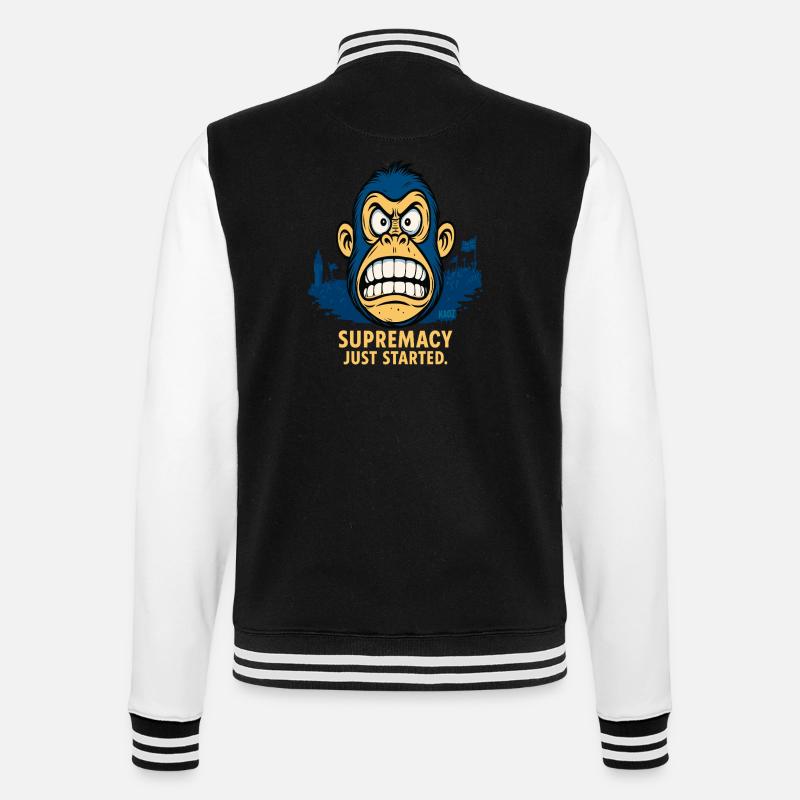 Wütender Affe mit Menschenmenge - College-Sweatjacke - Schwarz/Weiß