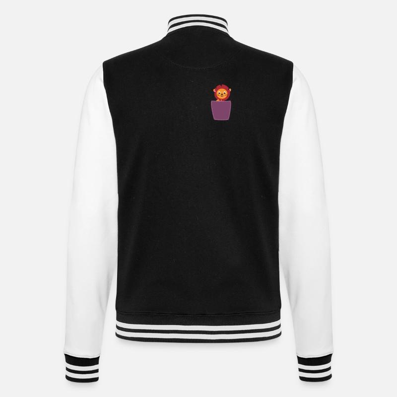 Löwe in der Brusttasche Katze - College-Sweatjacke - Schwarz/Weiß
