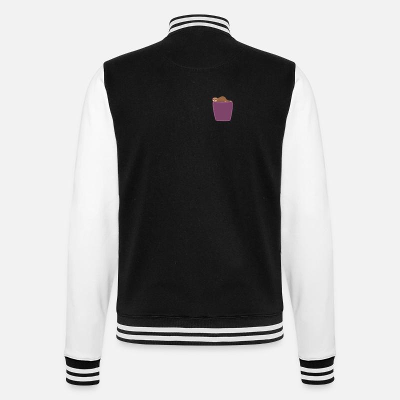 Faultier in der Brusttasche Sloth - College-Sweatjacke - Schwarz/Weiß