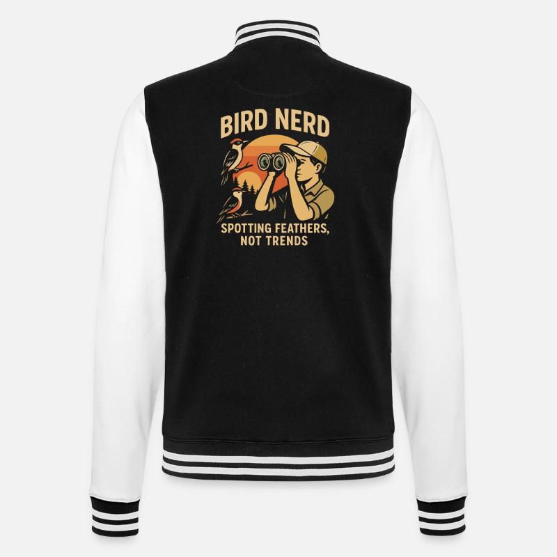 Vogel-Nerd entdeckt Federn, nicht Trends - College-Sweatjacke - Schwarz/Weiß