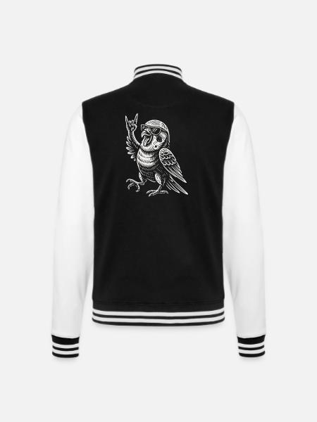 Lustig Heavy Metal Wellensittich Vogel Rock Musik - College-Sweatjacke - Schwarz/Weiß