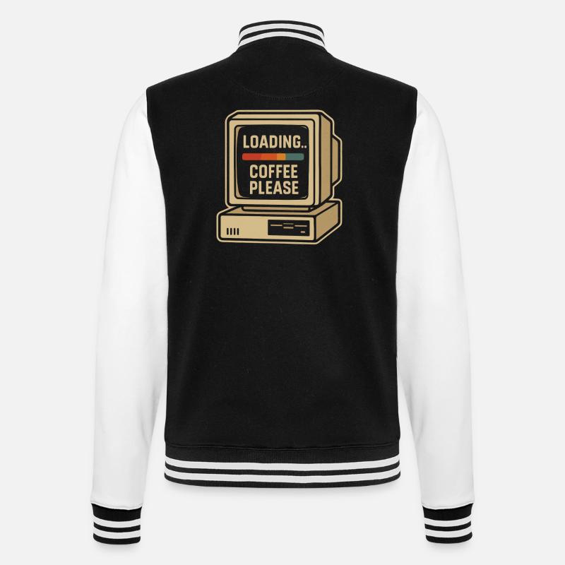 Loading Coffee Please Retro Computer - College-Sweatjacke - Schwarz/Weiß