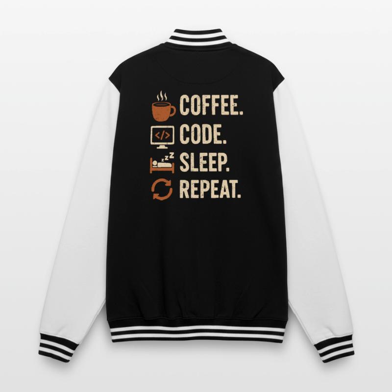 Geek Coder Routine – Coffee, Code, Sleep, More College Sweat Jacket