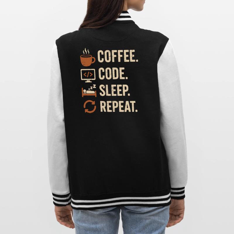 Geek Coder Routine – Coffee, Code, Sleep, More College Sweat Jacket