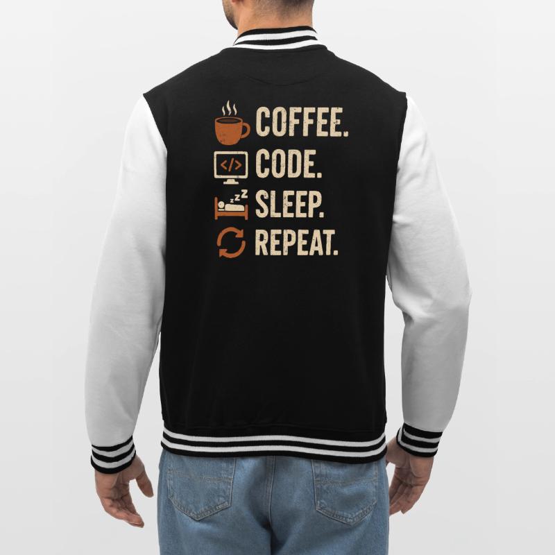 Geek Coder Routine – Coffee, Code, Sleep, More College Sweat Jacket