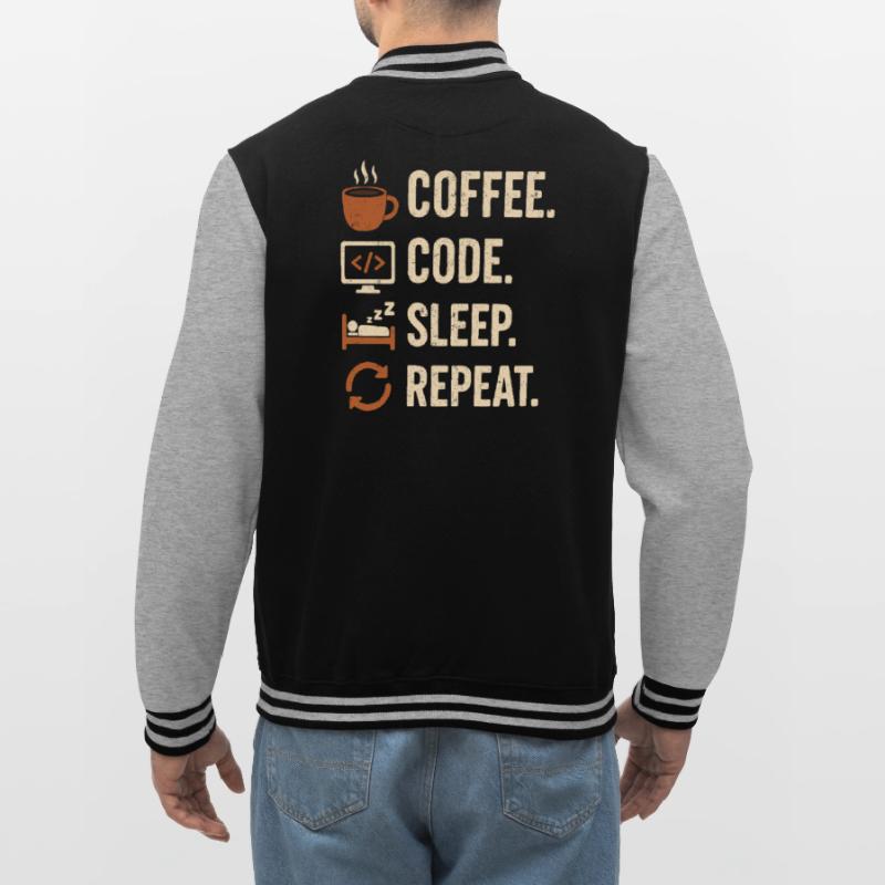 Geek Coder Routine – Coffee, Code, Sleep, More College Sweat Jacket