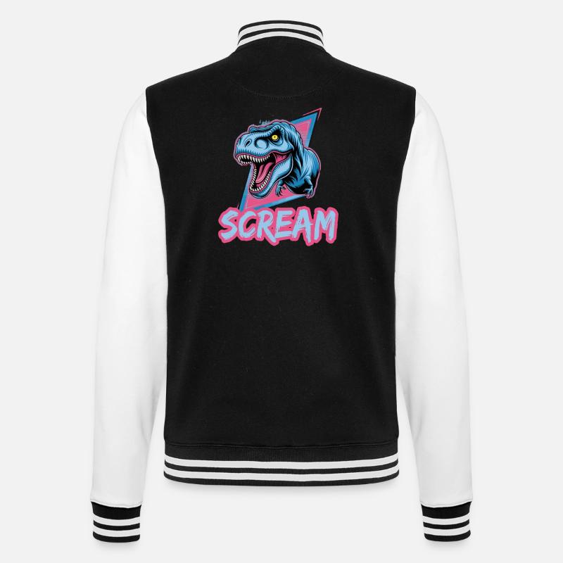 T-Rex Scream Retro Dinosaur Kunst - College-Sweatjacke - Schwarz/Weiß