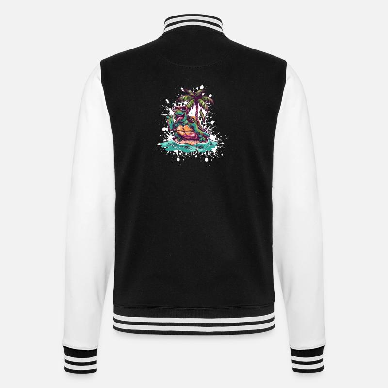 Turtle Island Palm Tree - College Sweat Jacket - black/white