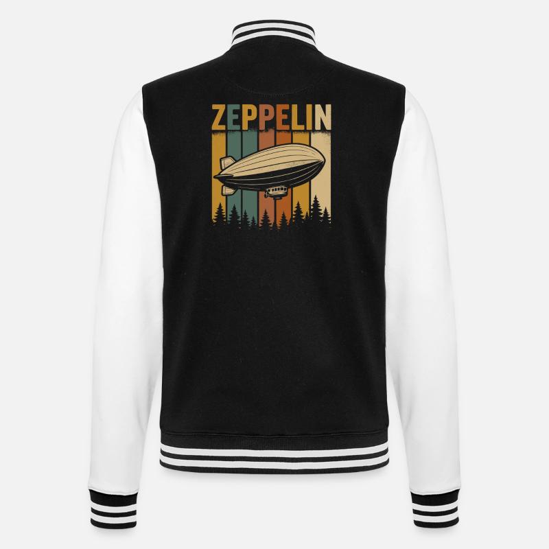 Dirigeable Zeppelin à rayures rétro - Veste Teddy - noir/blanc