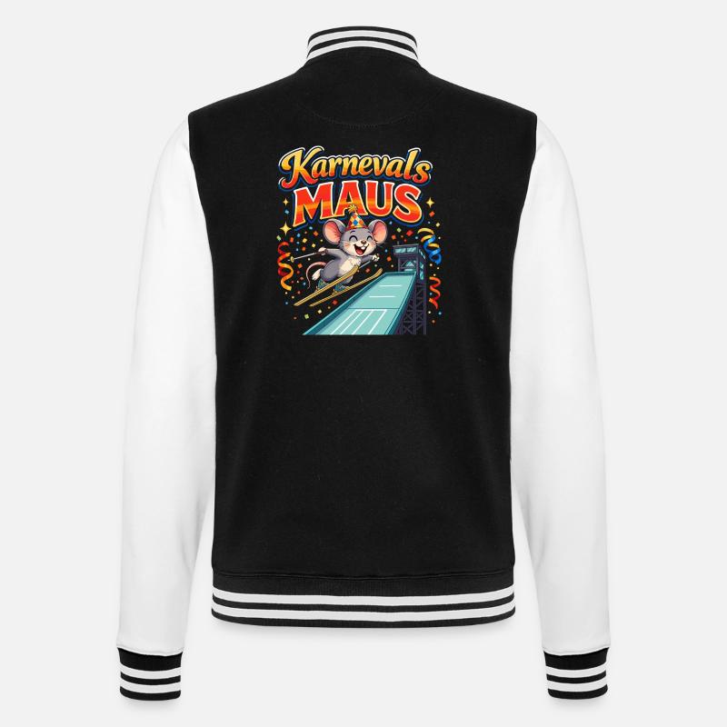 Carnival Mouse Ski Jumping Funny - College Sweat Jacket - black/white
