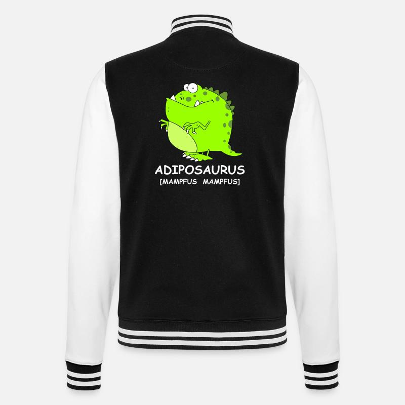 Adiposaursus Dino-Comic - College-Sweatjacke - Schwarz/Weiß