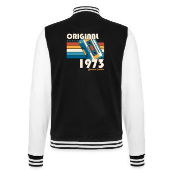 December Born 1973 49th birthday gift - College Sweat Jacket - black/white - Back - Marisol (170cm)
