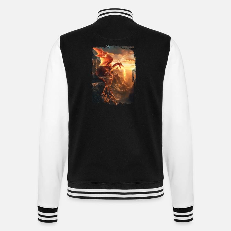 Drachen - College-Sweatjacke - Schwarz/Weiß