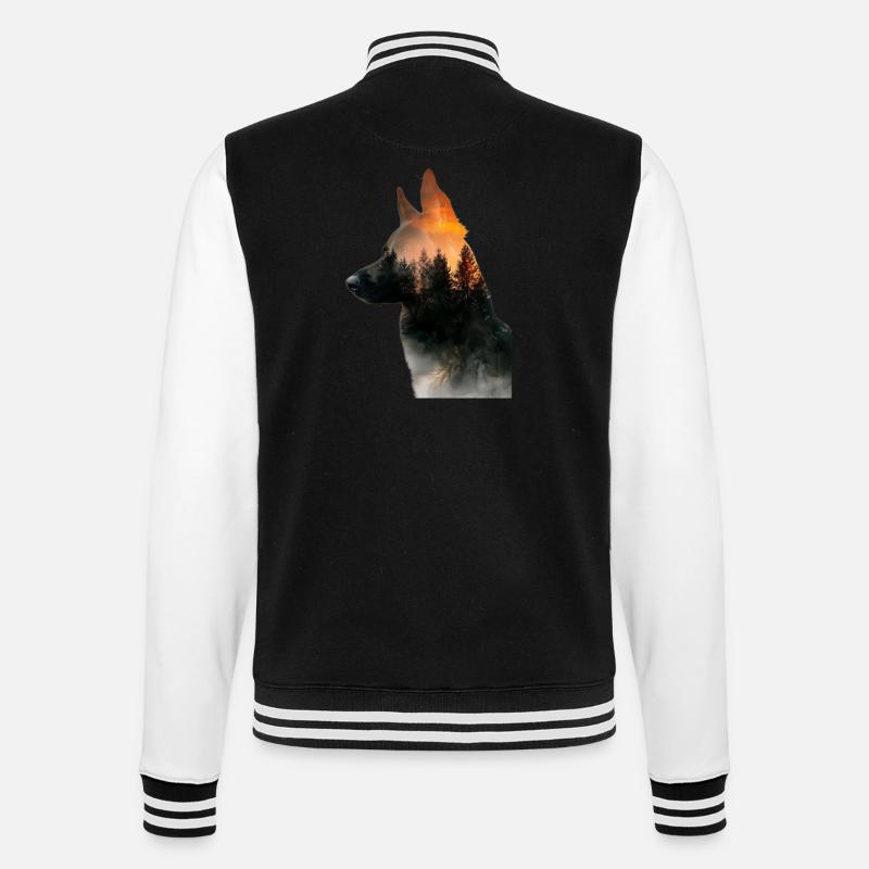 Deutscher Schäferhund - College-Sweatjacke - Schwarz/Weiß