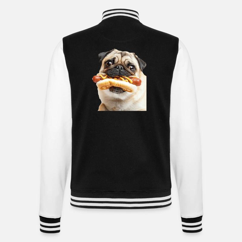 Mops - College-Sweatjacke - Schwarz/Weiß