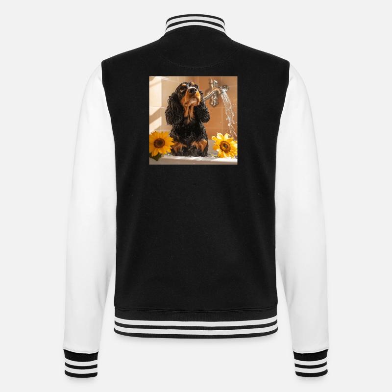 Cocker Spaniel - College-Sweatjacke - Schwarz/Weiß