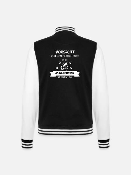 Vorsicht vor dem Frauchen!!! Hundemama Geschenk - College-Sweatjacke - Schwarz/Weiß