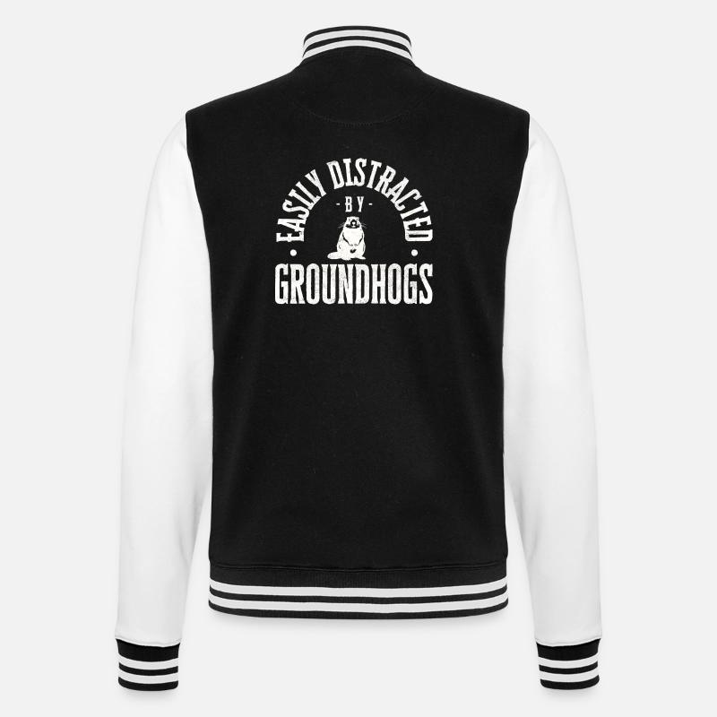 Easily distracted by groundhogs - College-Sweatjacke - Schwarz/Weiß