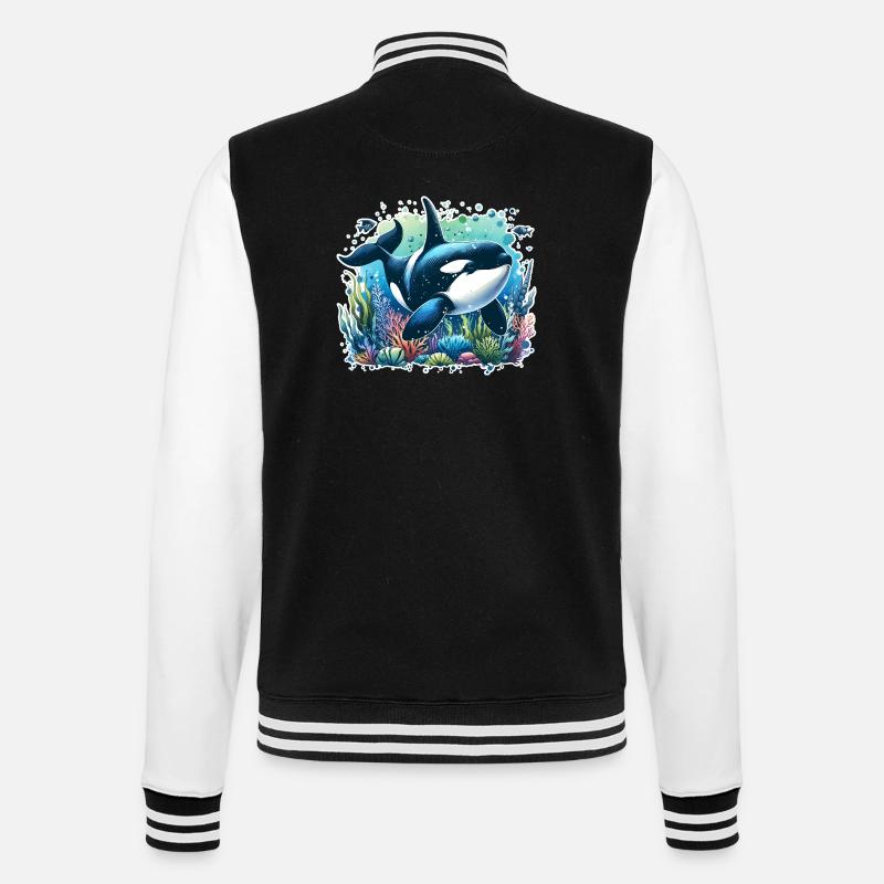 Orca Killer Whale - College Sweat Jacket - black/white