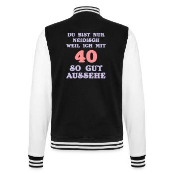 40. Geburtstag - College-Sweatjacke - Schwarz/Weiß - Hinten - Marisol (170cm)